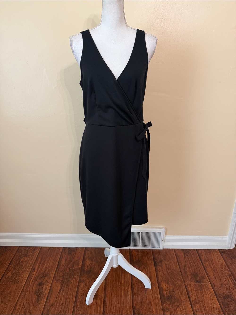 Classic Black Faux Wrap Dress